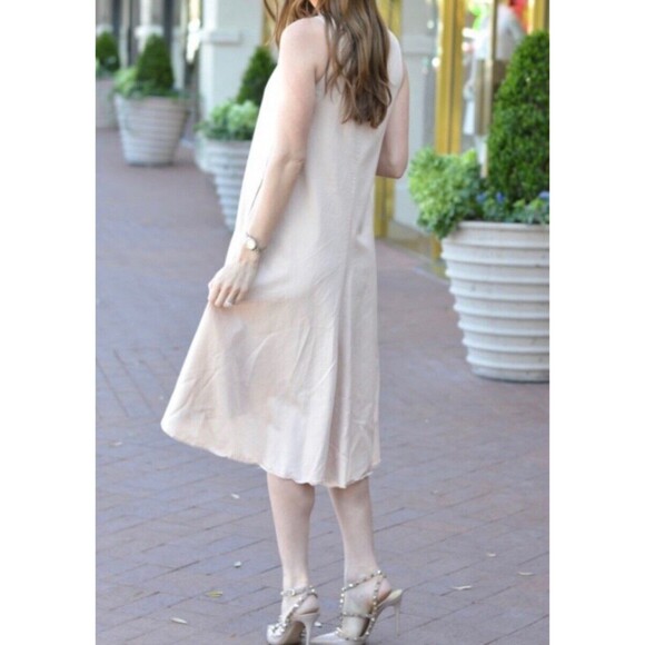ANTHROPOLOGIE Maeve Camilla Blush Pink Drop Waist Dress High Low Hem Sz L - Picture 2 of 6